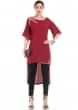Wine Long Short Tunic With Box Sleeves