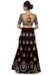 Wine embroidered lehenga in floral detailing motifs only on Kalki