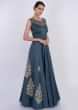 Yale Blue Gown In Silk With Side Embroidered Butti Online - Kalki Fashion