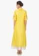 Yellow A line Kurti in gotta patch sequin work matched with white long inner only on Kalki-Yellow