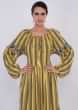 Yellow And Black Tunic Dress In Cotton With Striped Pattern Online - Kalki Fashion