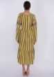 Yellow And Black Tunic Dress In Cotton With Striped Pattern Online - Kalki Fashion