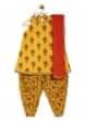 Kalki Girls Yellow Dhoti Suit In Cotton With Floral Printed Buttis And Jaal Design By Tiber Taber