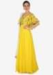 Yellow anarkali set with embroidered bodice and frill sleeve only on Kalki