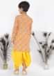 Kalki Yellow Dhoti Kurta Set For Boys In Cotton With Floral Print