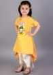 Kalki Girls Yellow Dhoti Kurta Set In Cotton Silk With Embroidery Detailing