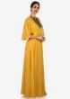 Yellow georgette dress Styled with Sequins and Cut Dana only on Kalki