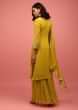 Yellow Palazzo Suit Set Hand Embroidered In Georgette With Moti And Gotta Work