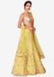 Yellow Lehenga In Raw Silk Embellished With Resham And Moti Embroidery Work Online - Kalki Fashion
