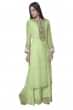 A line kurti in green lucknowi thread embroidery
