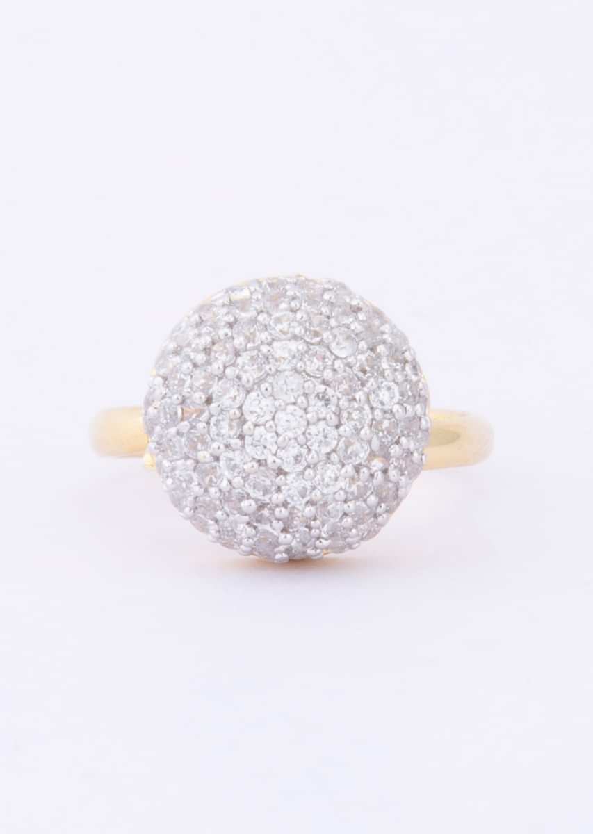 Dainty and elegant diamond ring  with shiny golden metal plating only on Kalki