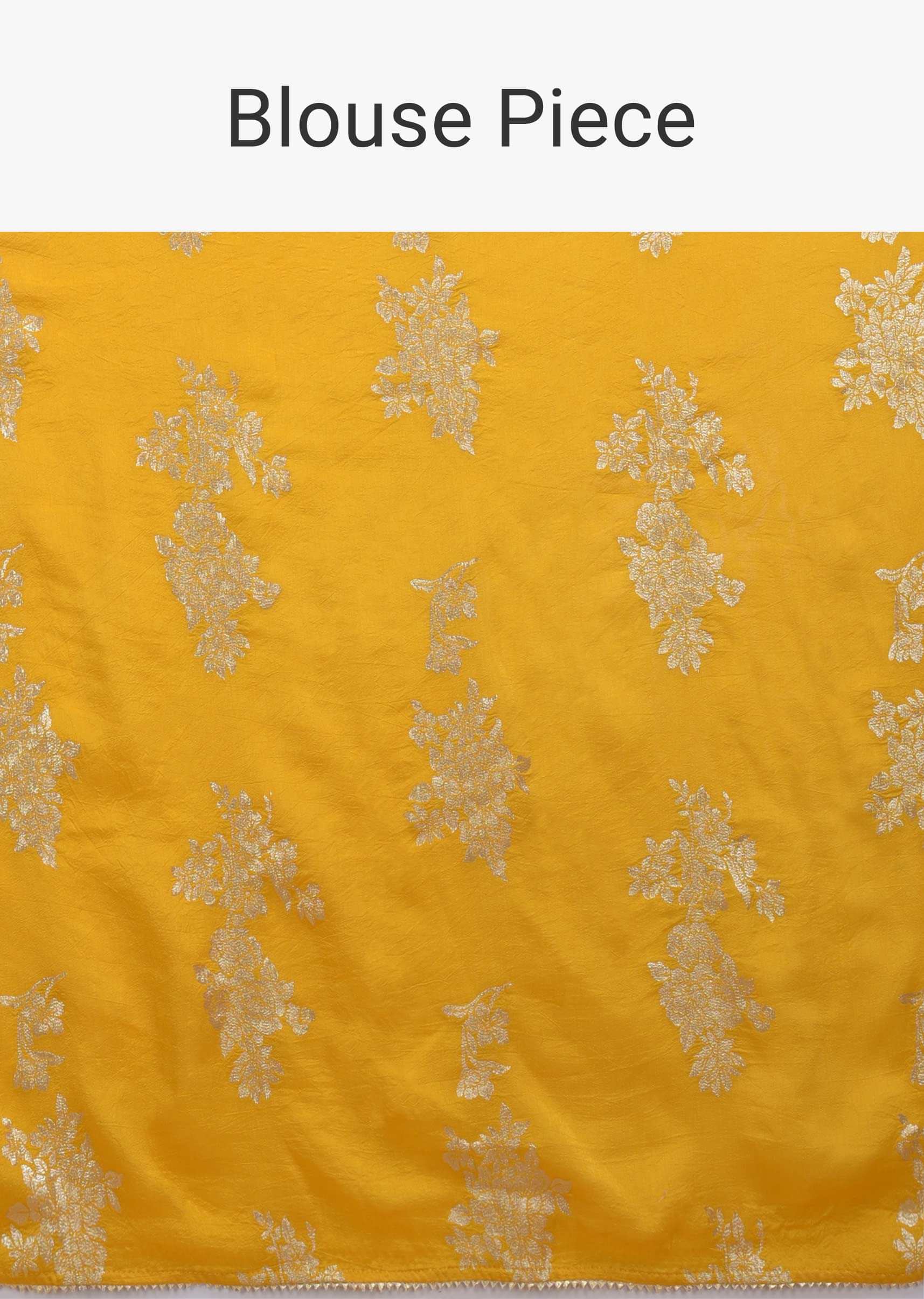 Dandelion Yellow Saree In Silk With Weaved Floral Motifs In Repeat Pattern