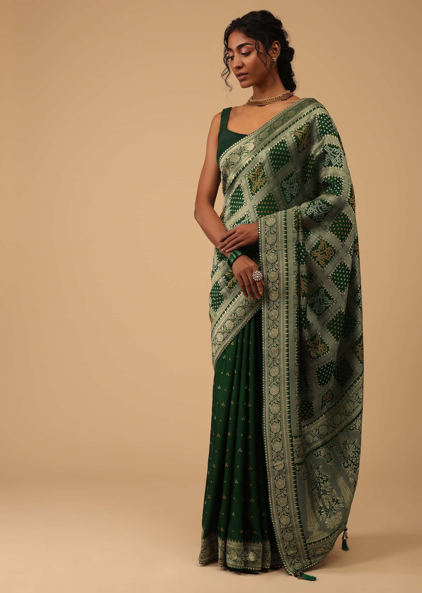 Demanding Dark Green Banarasi Silk Saree With Classic Blouse Piece –  LajreeDesigner