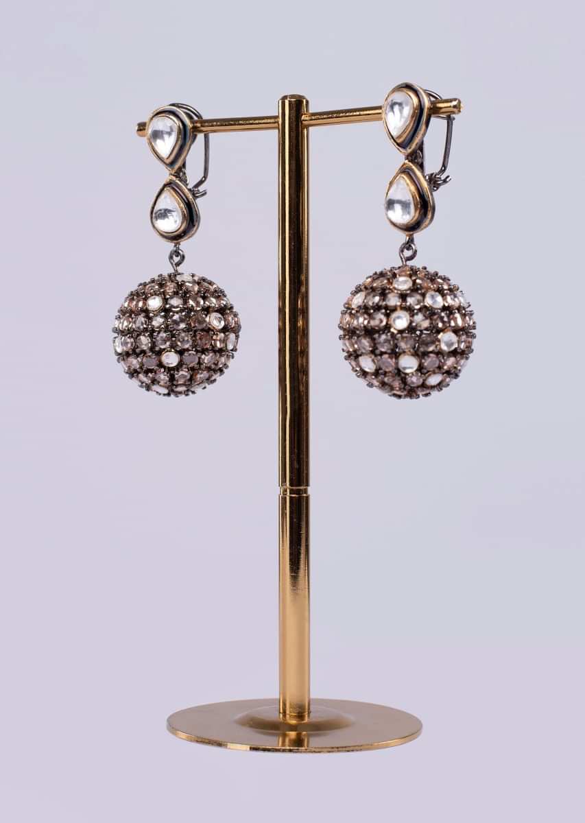 Double kundan layer earring with stone studded drop only on Kalki