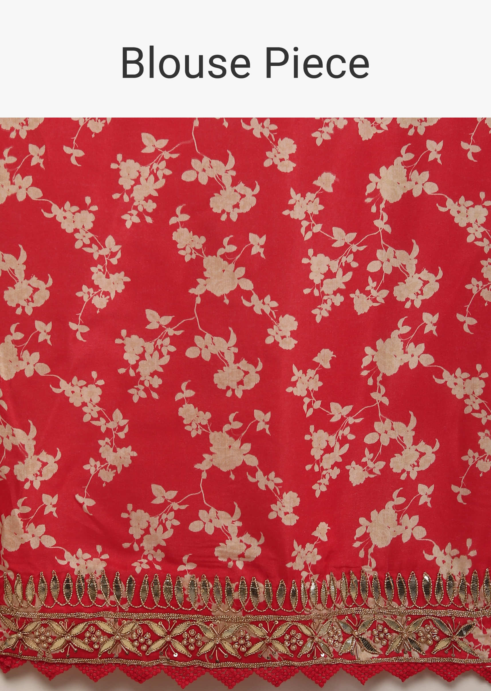 Eggnog Beige Saree In Cotton Silk With Spring Flower Motifs And Gotta Embroidered Border
