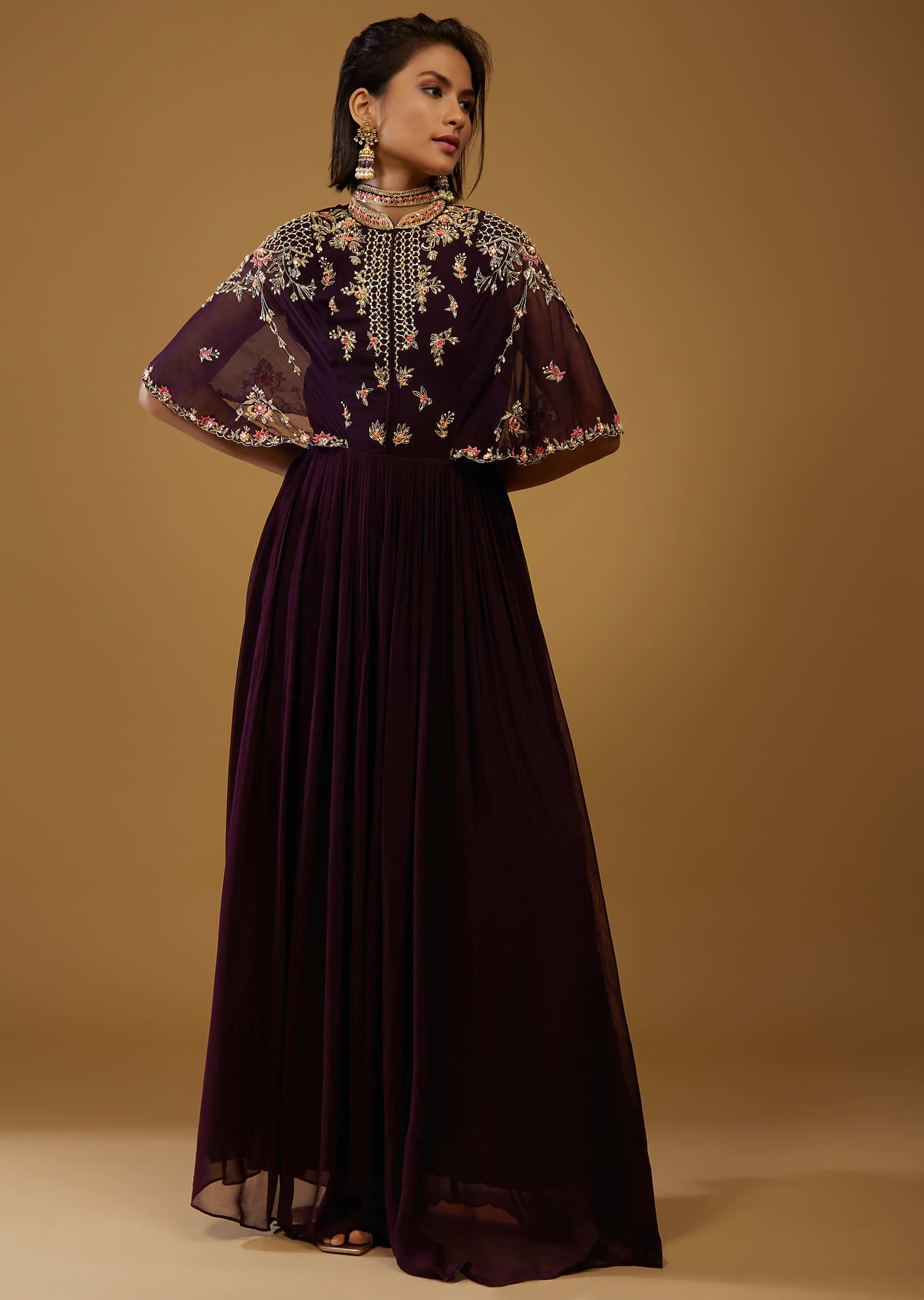 Wine Purple Anarkali Suit With Embroidery