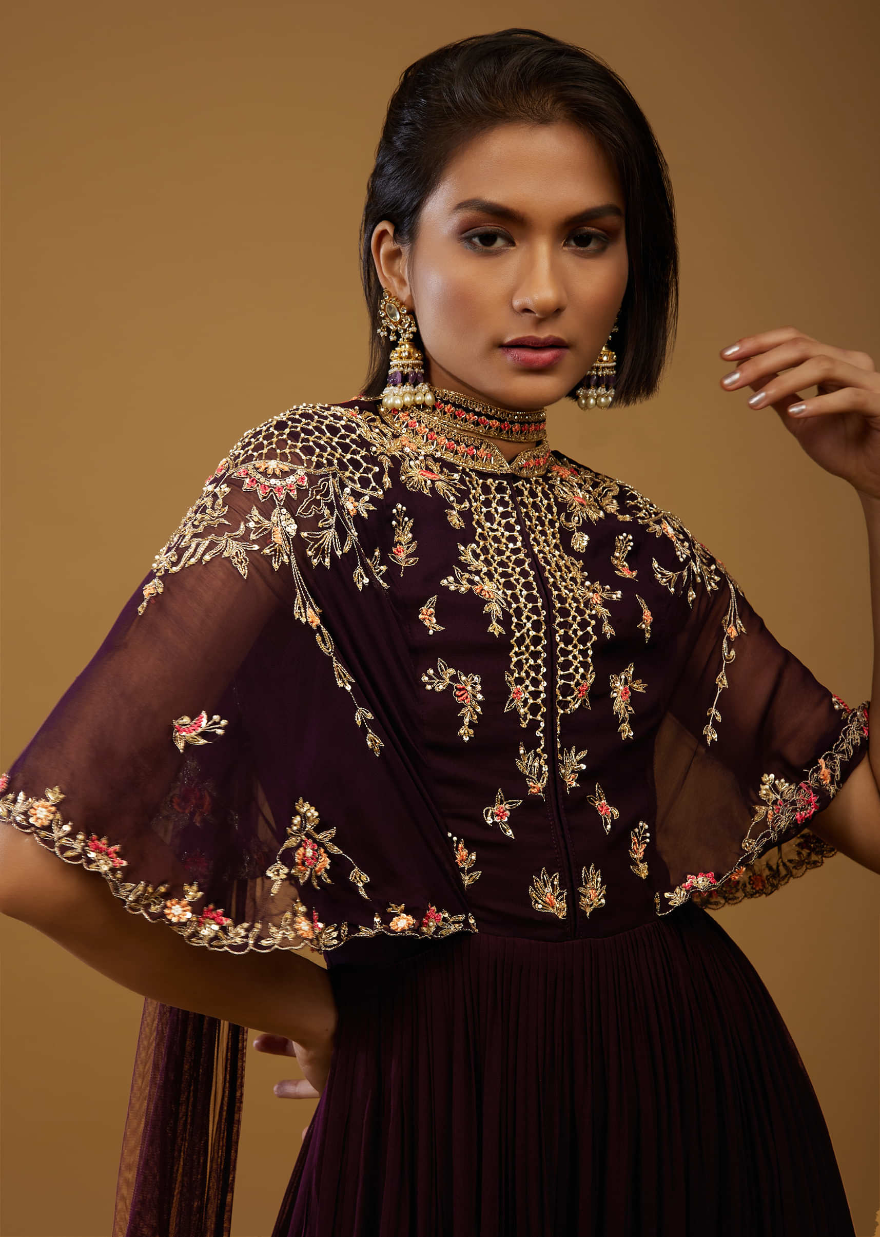 Wine Purple Anarkali Suit With Embroidery