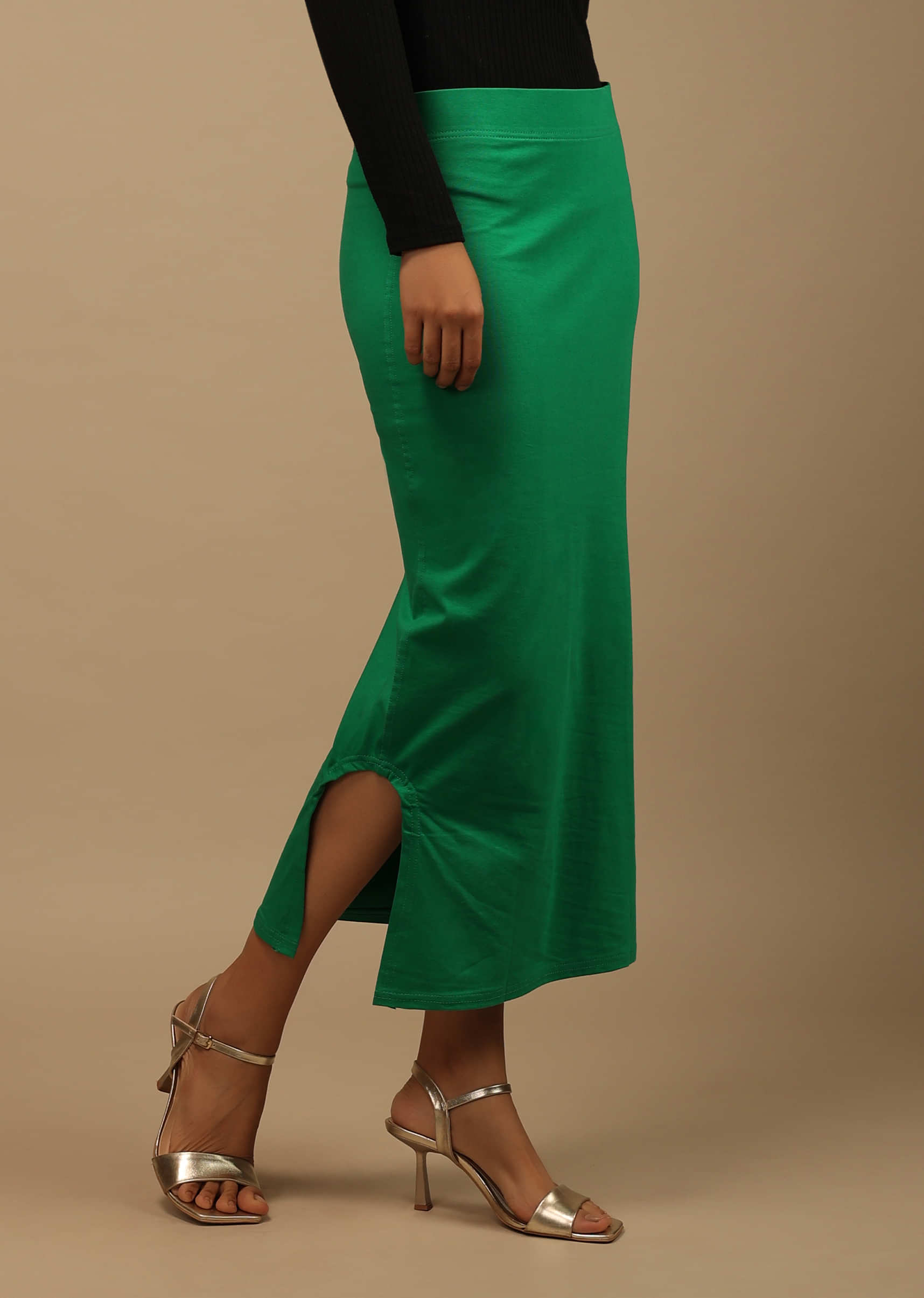 Women Nylon Lycra Pear Green Saree Petticoat, Plain at Rs 349
