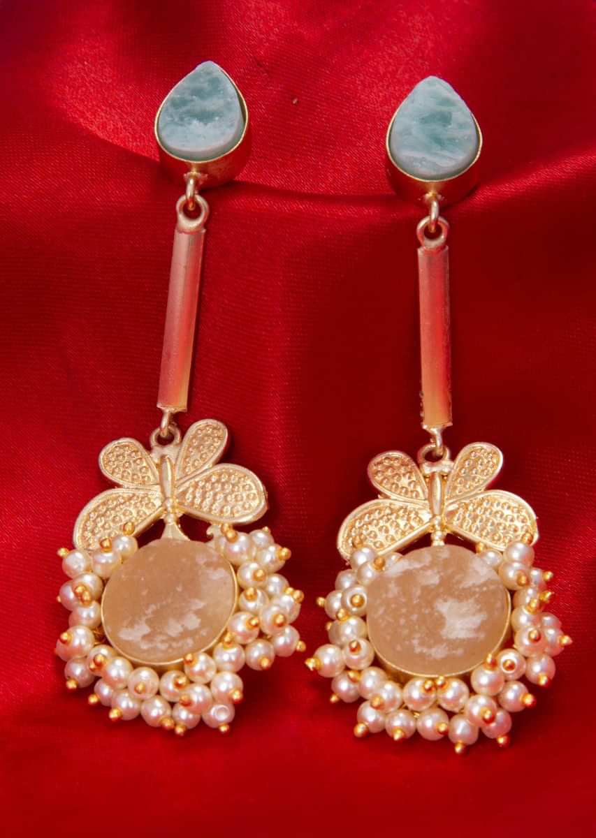 Fancy party wear earring with  moti and semi precious stone  only on kalki