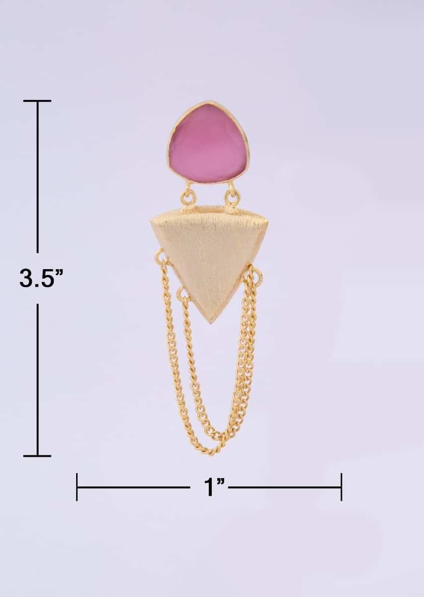 Fancy party wear multi string layer earring with pink semi precious stone only on kalki
