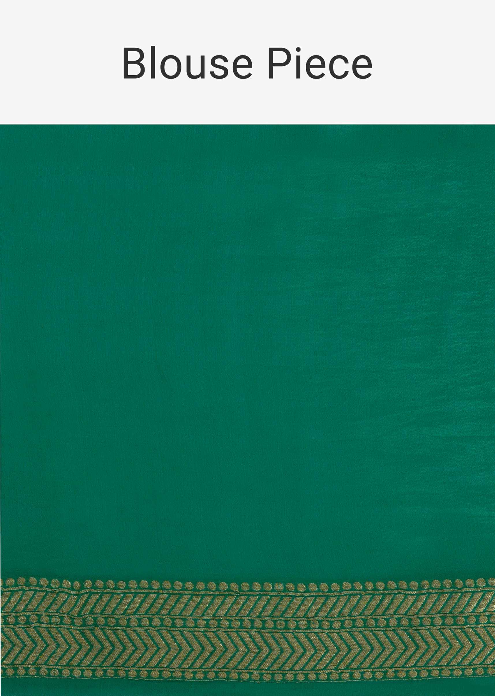 Fern green georgette saree in weaved butti and border