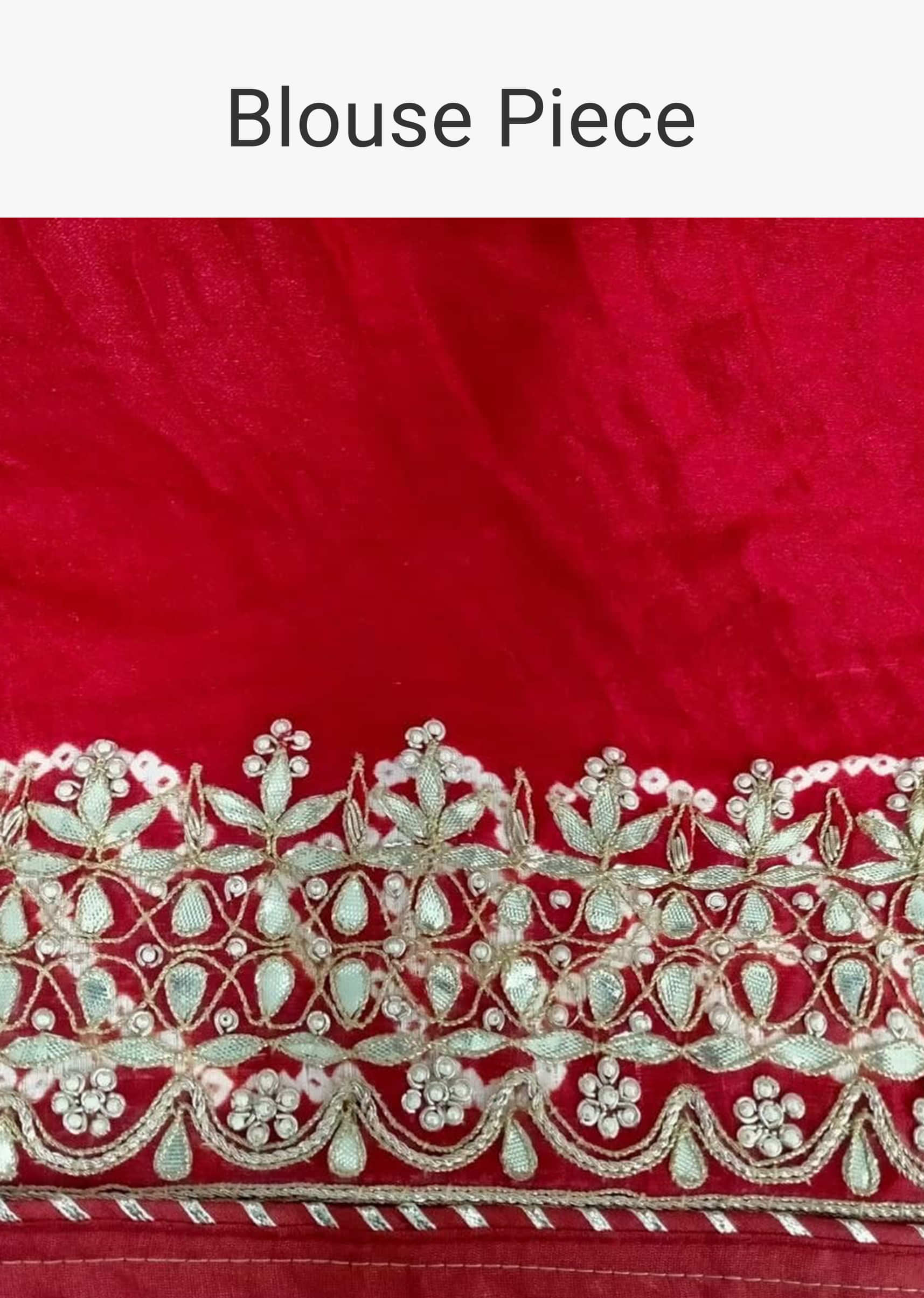 Buy Fiery Red Saree In Satin Blend With Bandhani Print And Gotta Patti ...