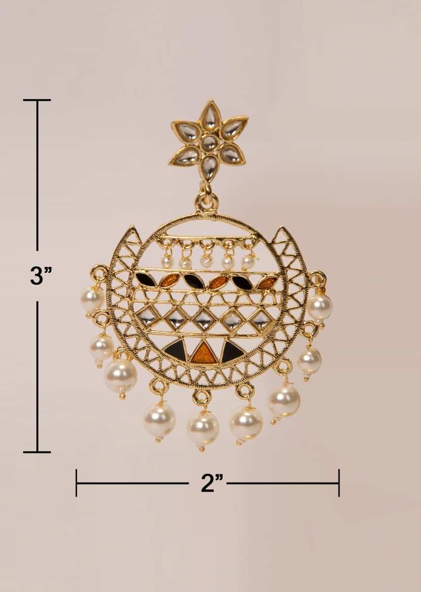 Filigree earrings with moti drop