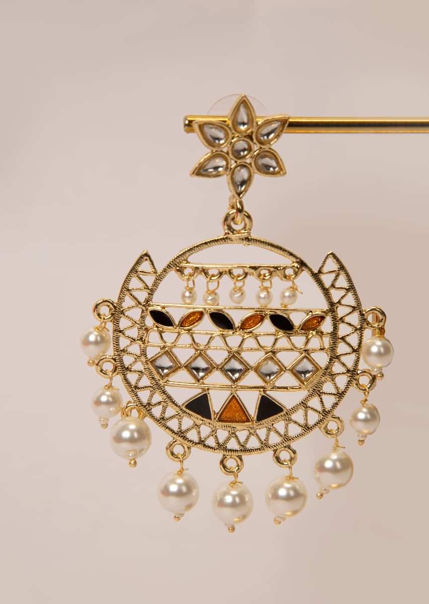 Filigree earrings with moti drop
