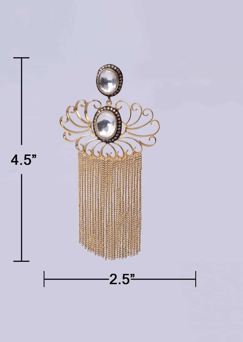 Filigree Style Earring With Sleek Tassel Online - Kalki Fashion