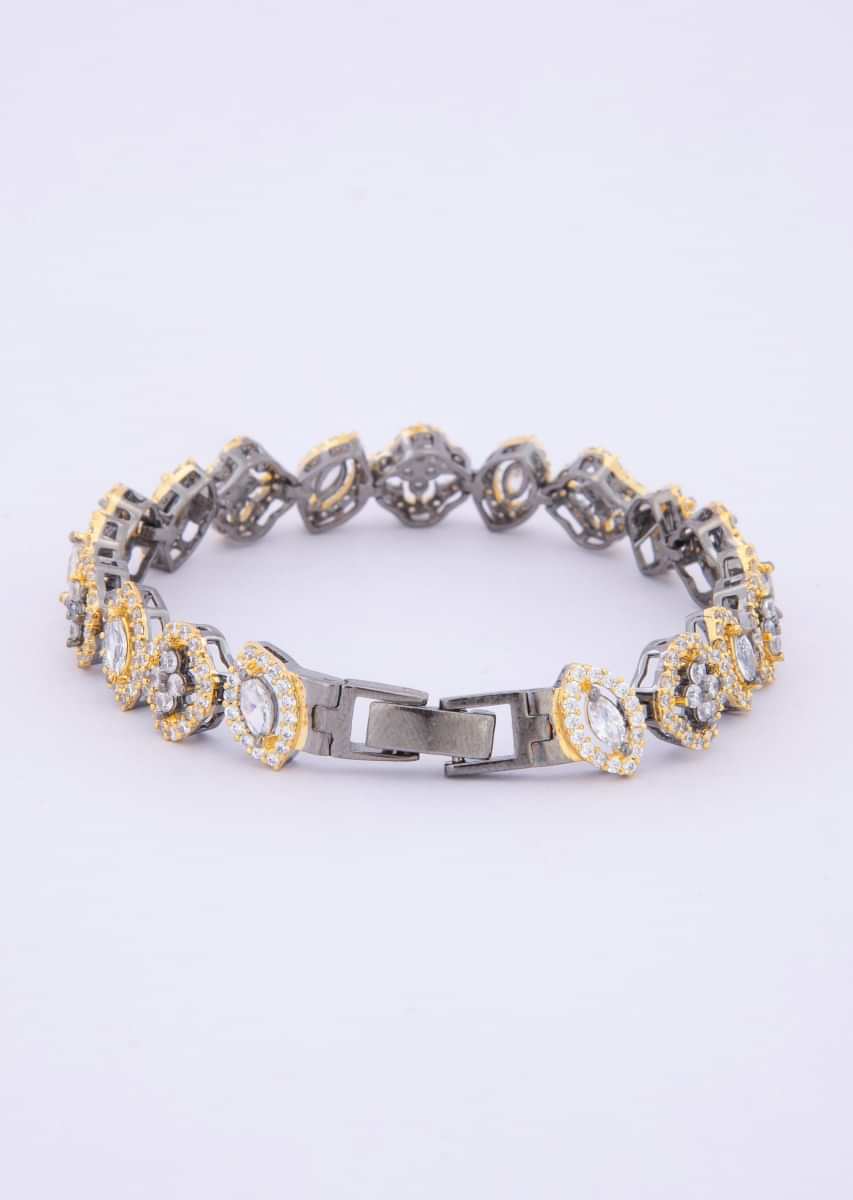 Floral and marquise shaped stone studded bracelet only on kalki