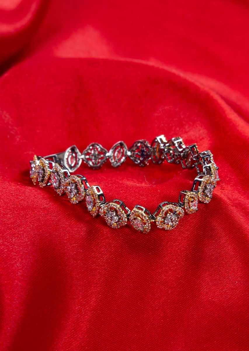 Floral and marquise shaped stone studded bracelet only on kalki