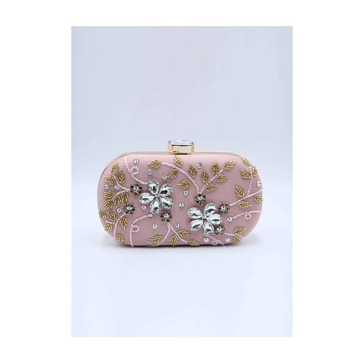 Floral diamond baby pink sling clutch bag only on Kalki