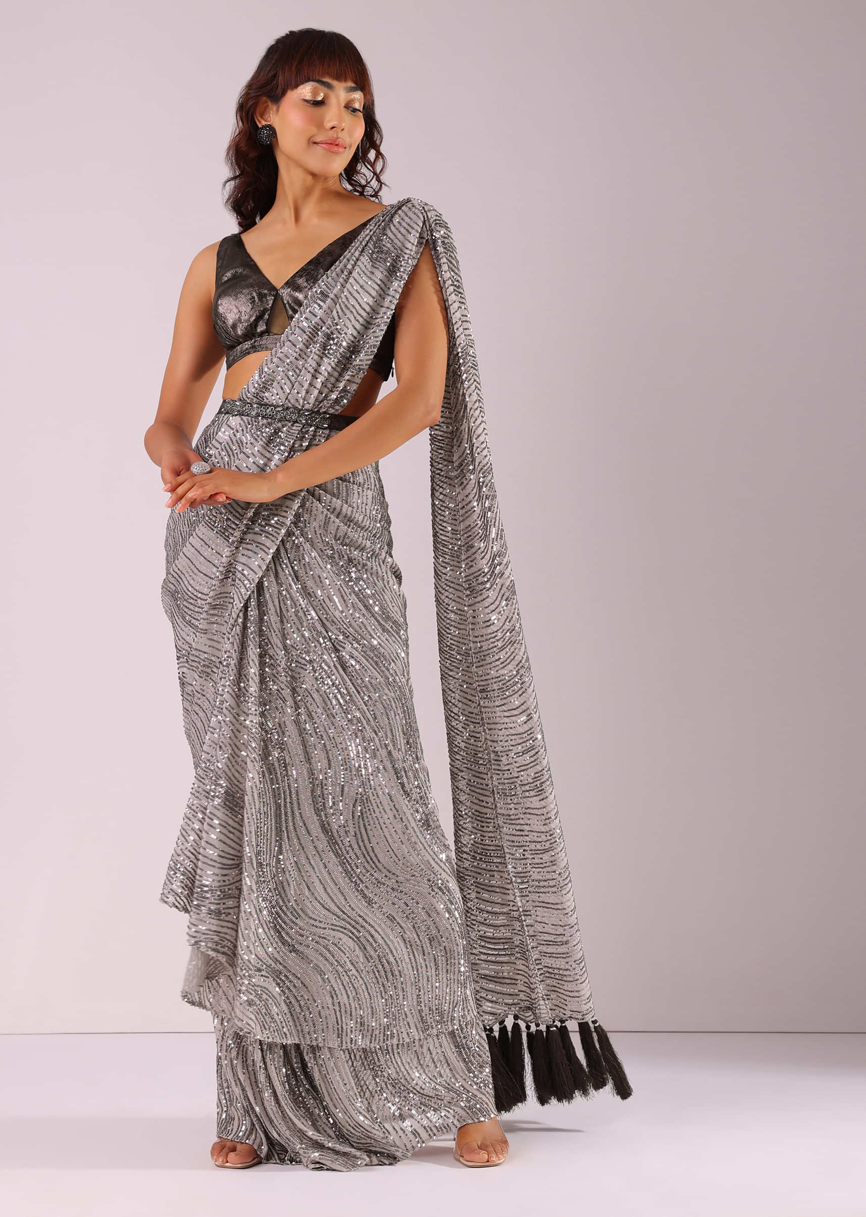 fancy ready to wear style saree with belt