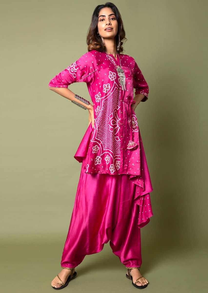 Fuchsia pink Limited edition mandala Bandhani shirt highlighted with ...