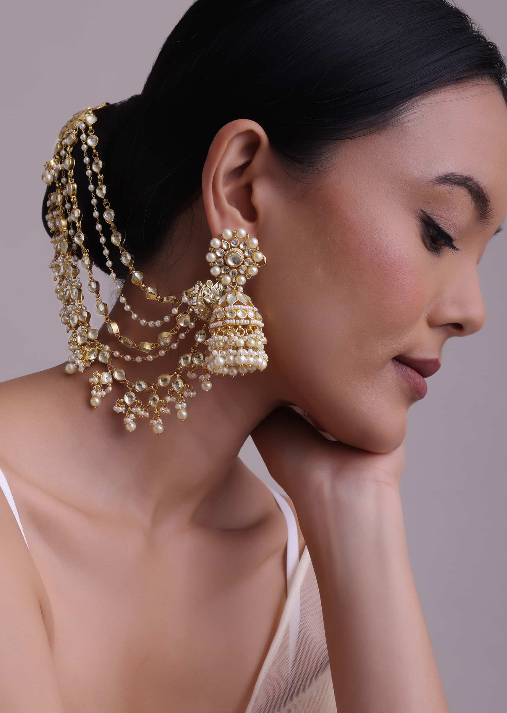 Pearl Chain Gold ear to Hair Accessories Sahara Chain  Explore Celebrate  and Share the Bond of Love