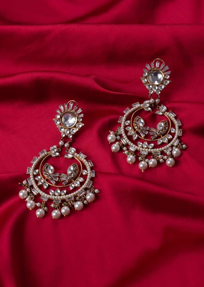 Gold plated chandbali earring with cut out only on Kalki