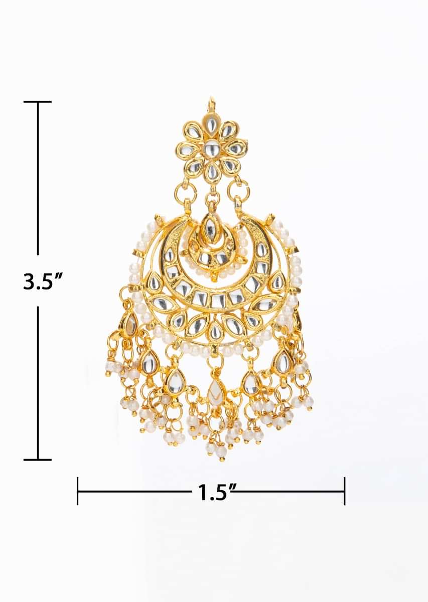 Gold plated chandbali earring with nano moti drops only on Kalki