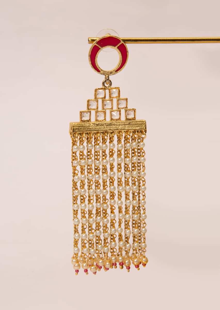 Gold plated  multi chain sleek tassel earring