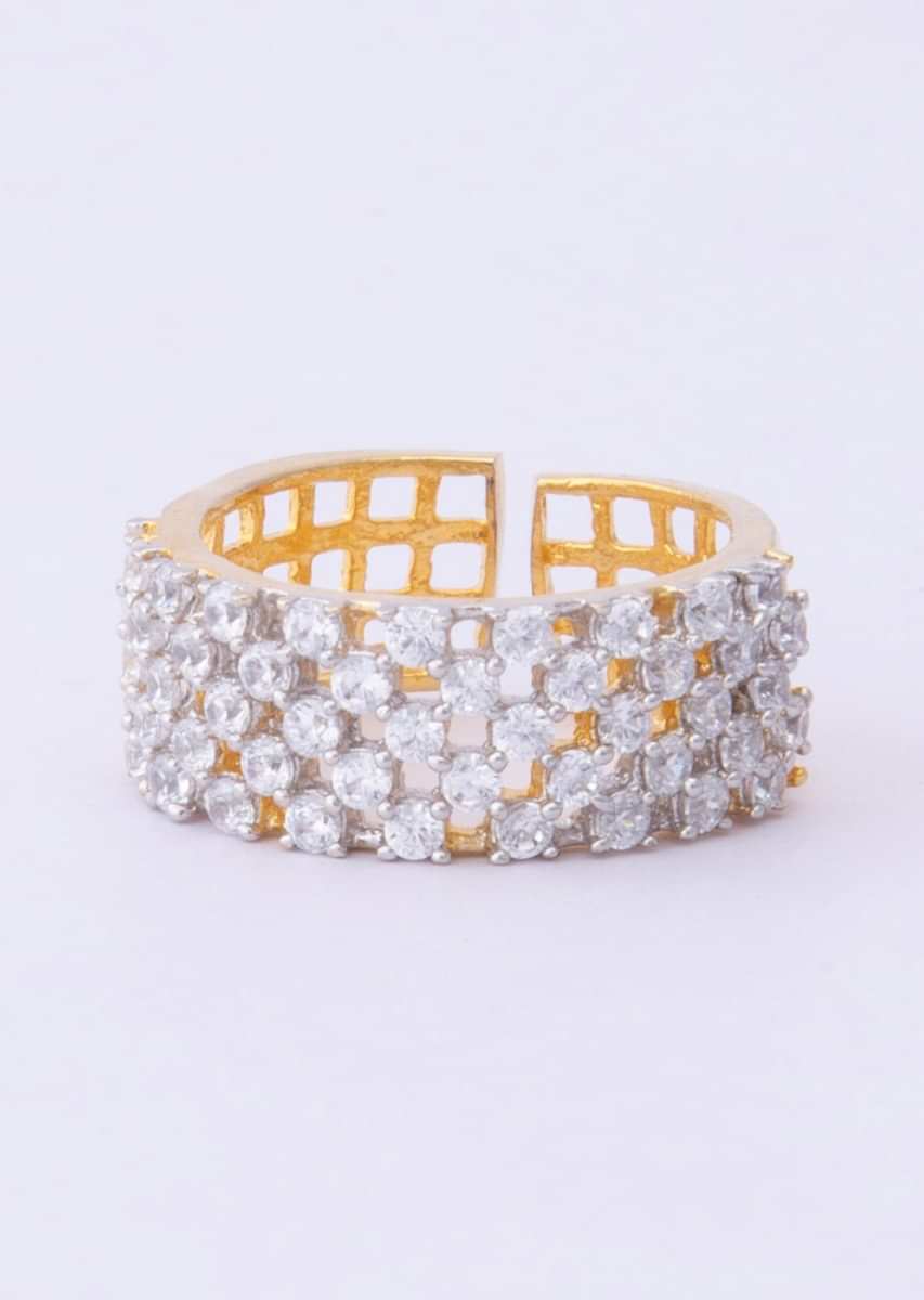 Gold plated ring with cut out stone work only on Kalki
