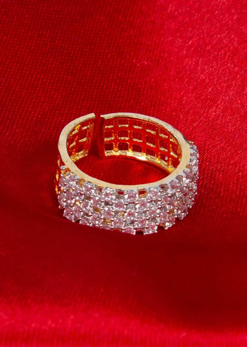 Gold plated ring with cut out stone work only on Kalki