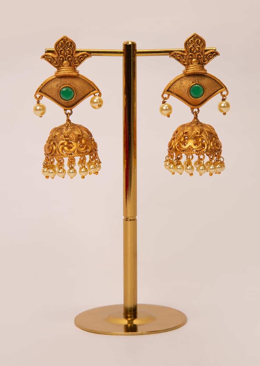 Gold plated temple jhumkas 