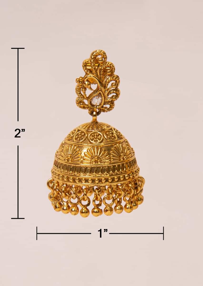 Gold plated uncut self carved traditional jhumkas