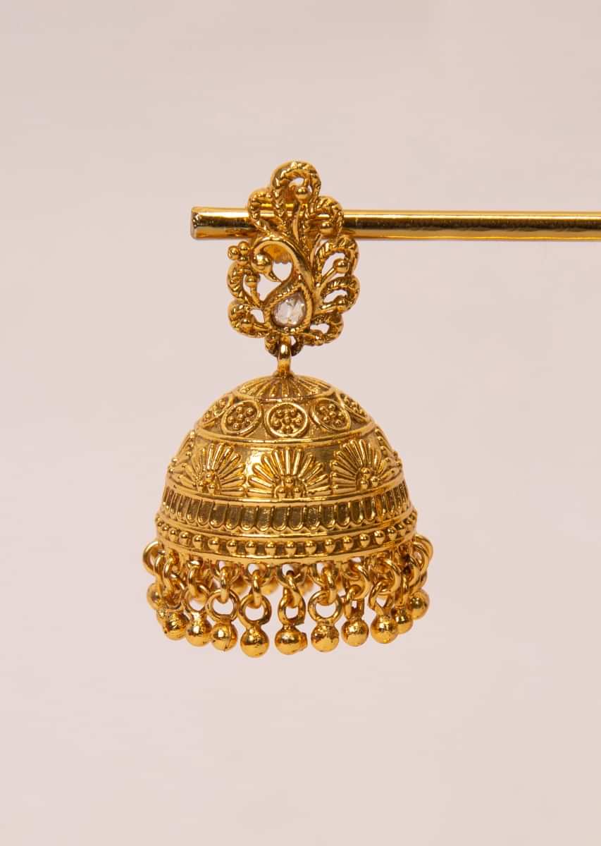 Gold plated uncut self carved traditional jhumkas
