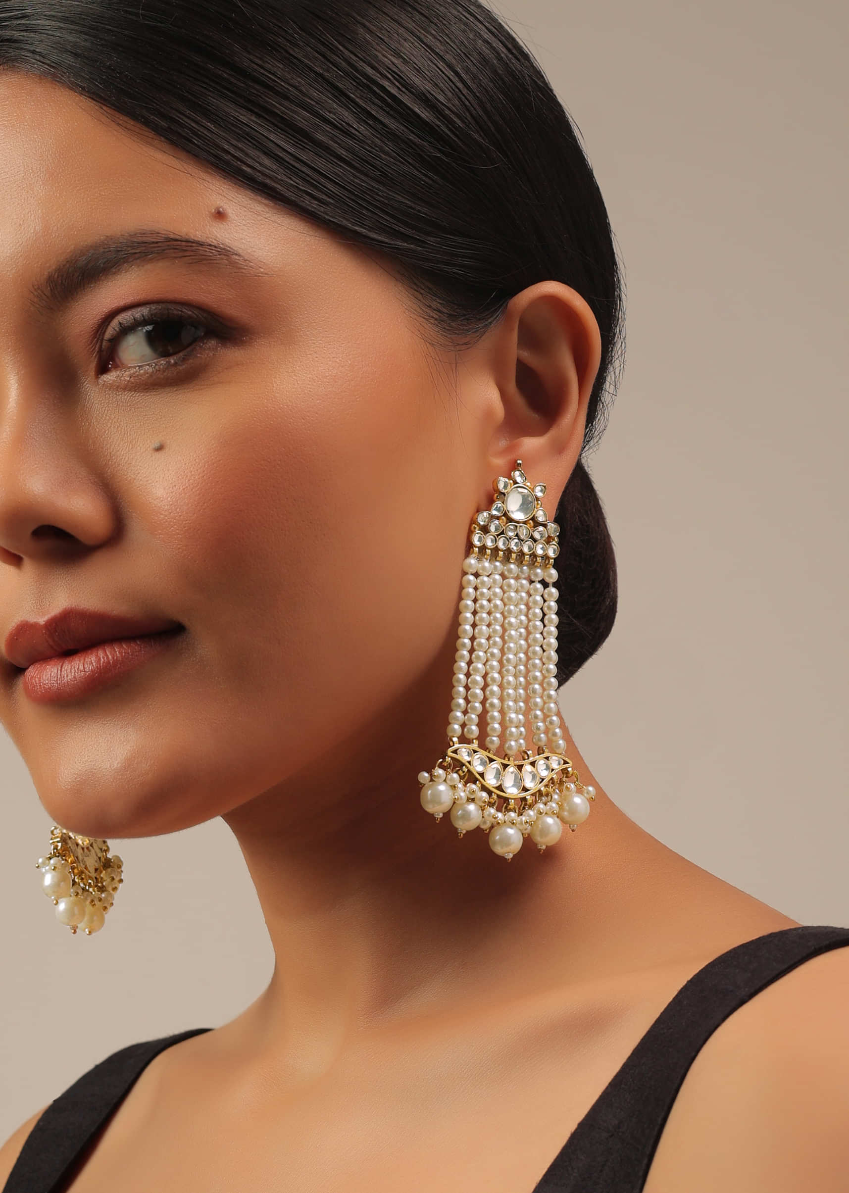 Bollywood Bahubali Handmade Sahara Earring Chain Gold Plated Pearl  Auth  Indian Jewels