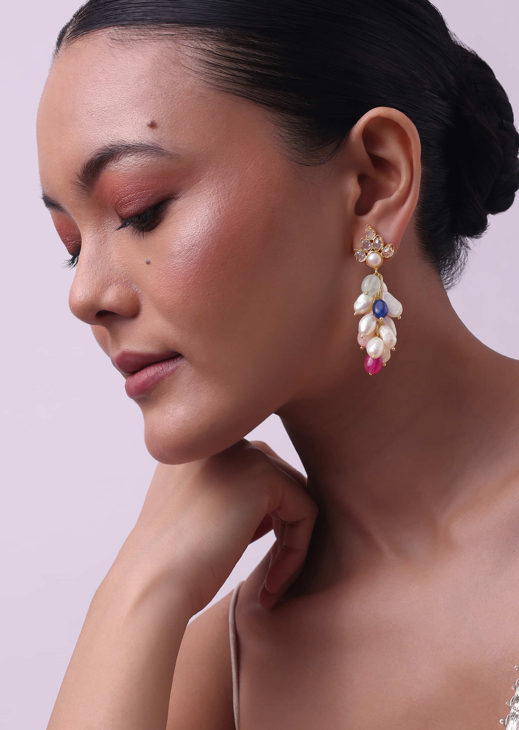 Buy Namasya Kundan And Polki Embellished Chandbali Earrings Online  Aza  Fashions