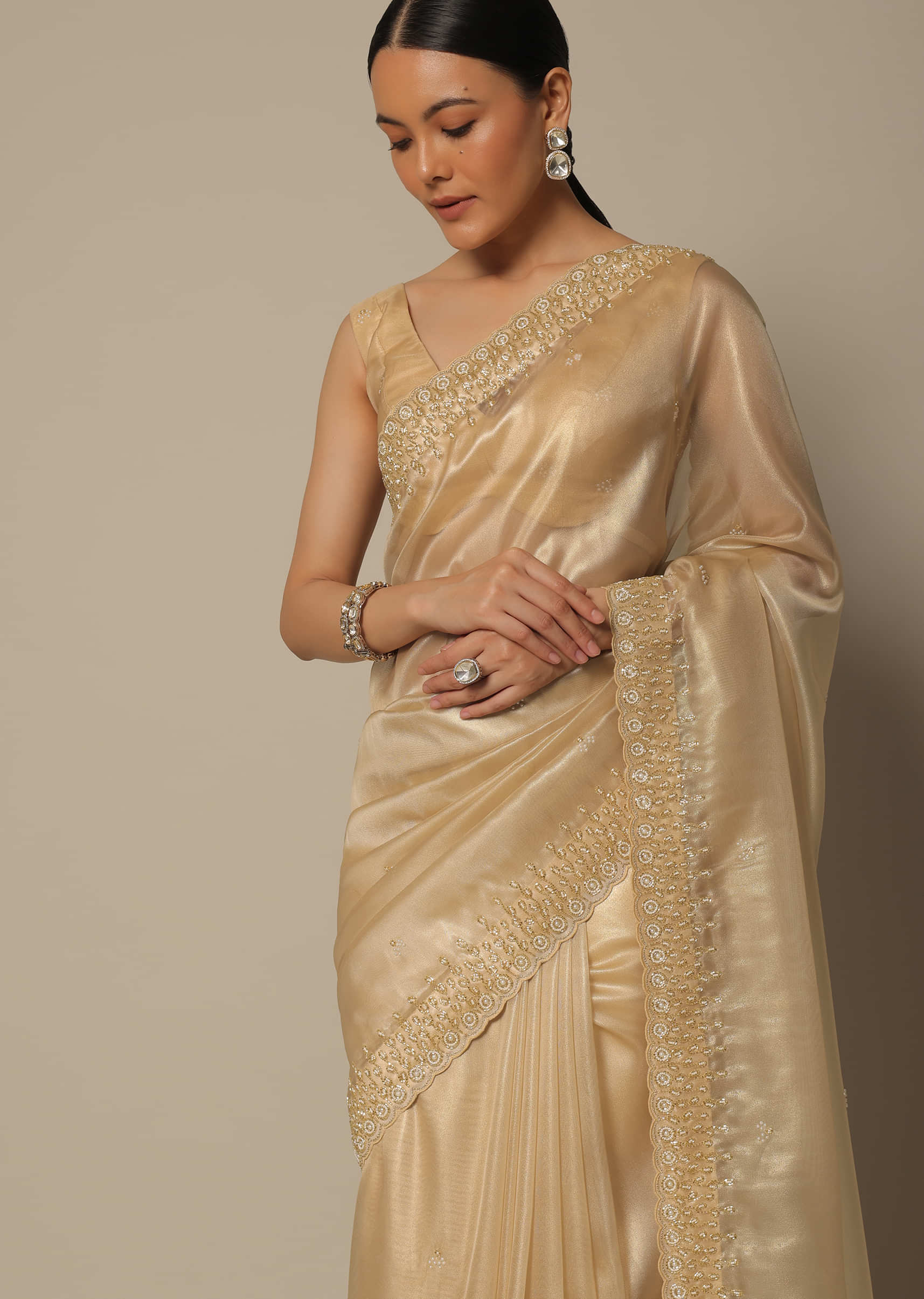 Nargis Resham Buti Sari With Bead Work Blouse – labelearthen