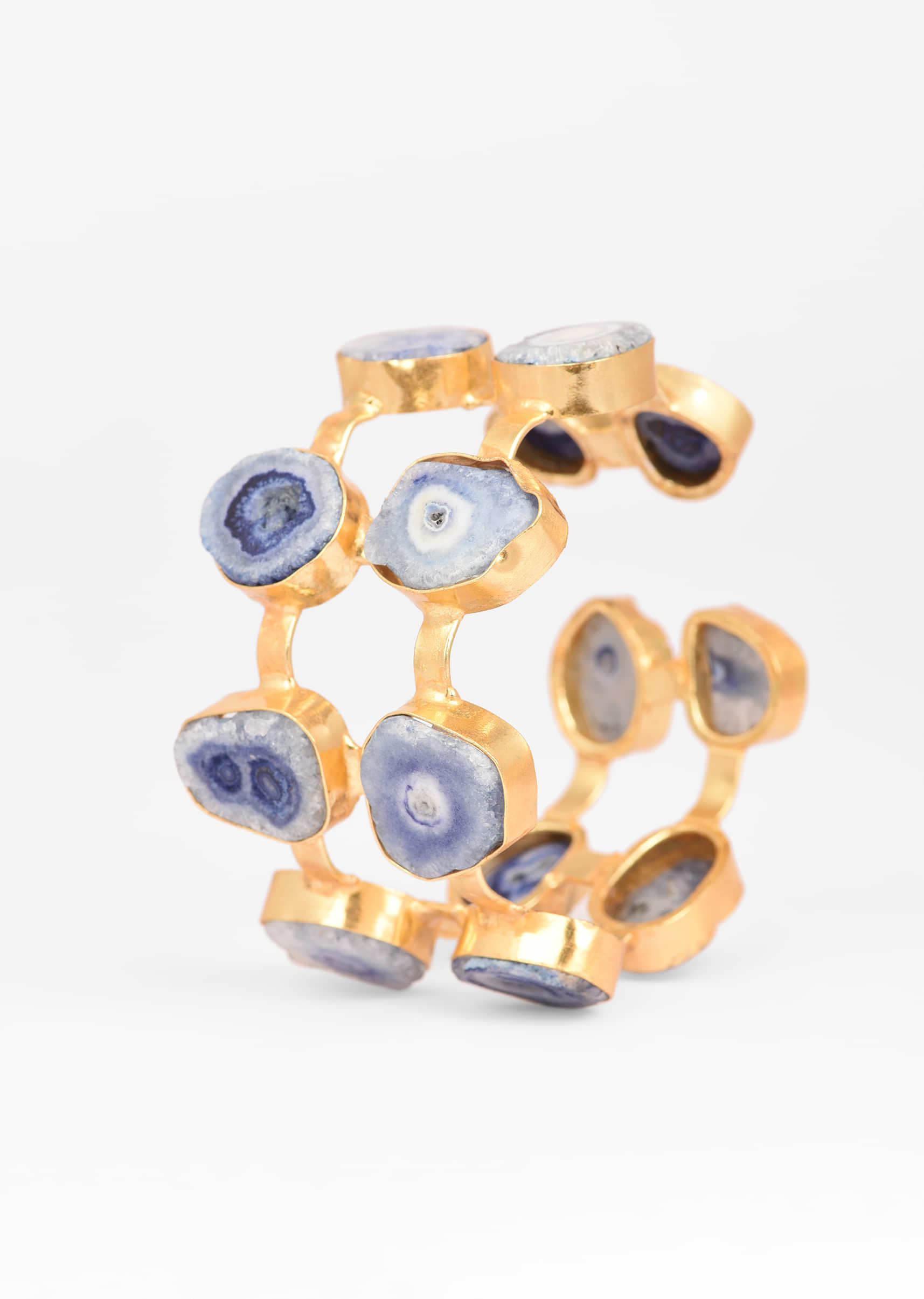 Gold Plated bracelet Studded Blue Semi Precious Stones 