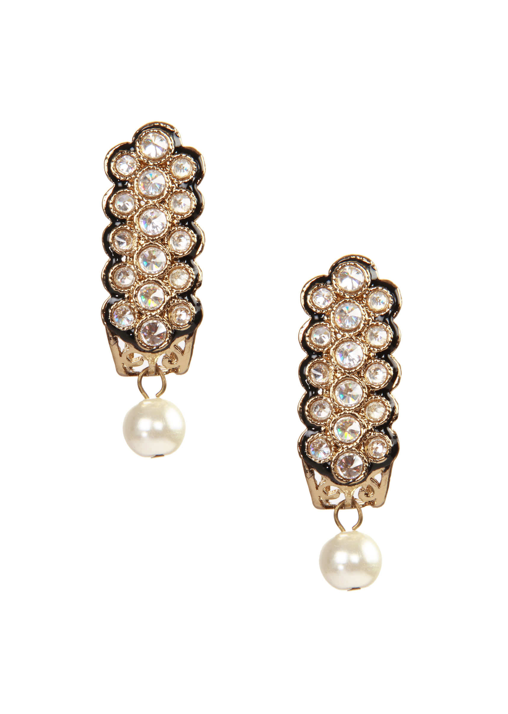Gold plated kundan and pearl drop earring only on kalki
