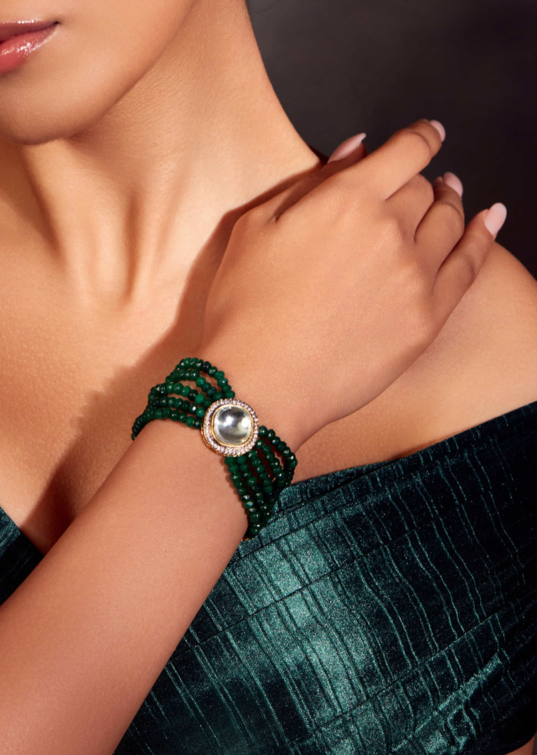 Green Onyx Gemstone 925 Sterling Silver Bracelet  Fame Jewels  Soumya  Creations