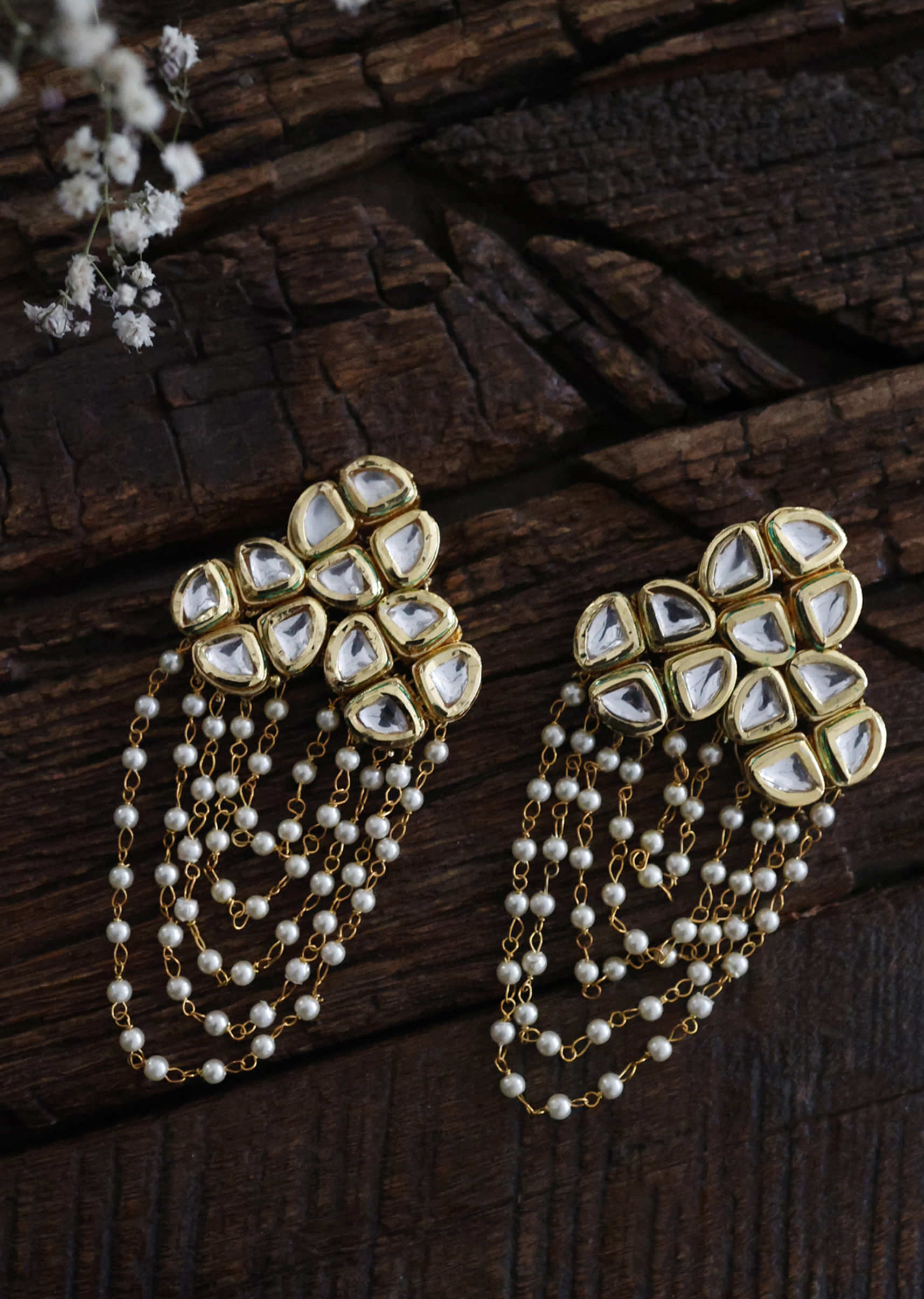 Buy Gold Plated Silver Kundan Stud Earrings by PALACE OF SILVER at Ogaan  Online Shopping Site